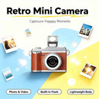 Mini câmera de vlog portátil Esen-cia com tela de 0,96 polegadas, ideal para viagens e registros criativos.